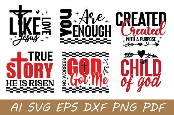 Christian PNG SVG Bundle Faith Quotes for T-Shirt Graphics