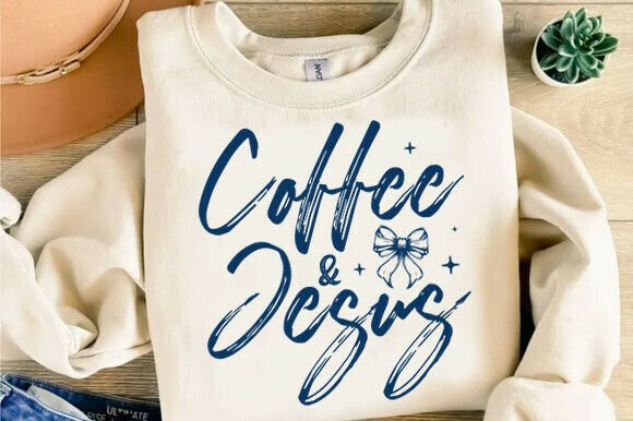 Coquette Coffee and Jesus Png Graphics and T-Shirt Designs