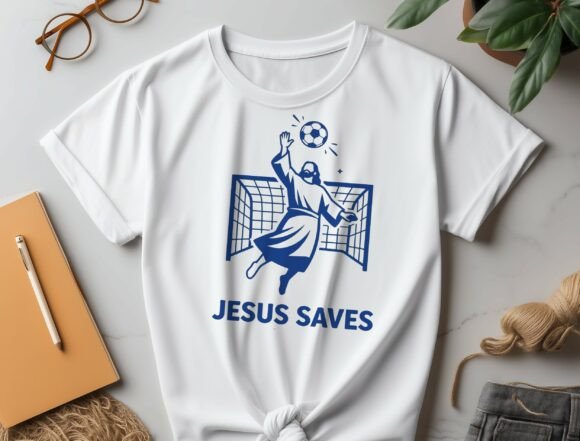 Jesus Saves Soccer Goalie Graphics for T-Shirt Designs
