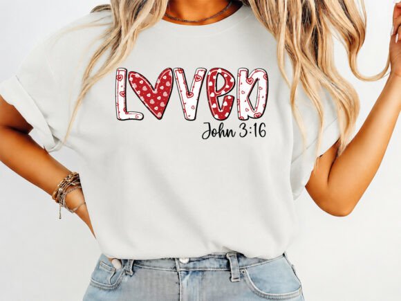 Loved Valentine Coquette Christian Shirt Graphics & T-Shirt Designs