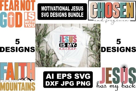 Motivational Jesus SVG Graphics & T-Shirt Designs