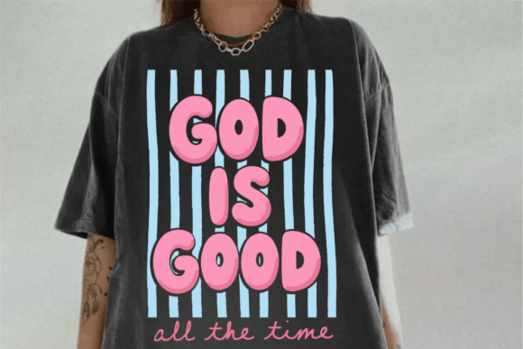 Striped God Is Good PNG: Preppy Christian Graphics for T-Shirt Designs