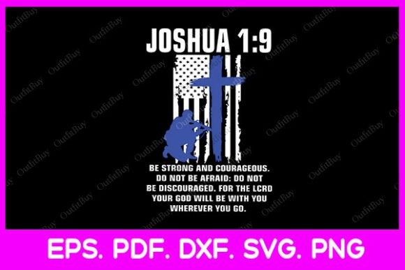 Thin Blue Line Police Christian USA Flag for T-Shirt Designs